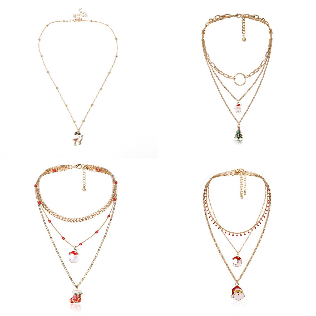 Jewelry Versatile Ball Elk Christmas Necklace Female Simple Christmas Tree Geometric Gift Necklace