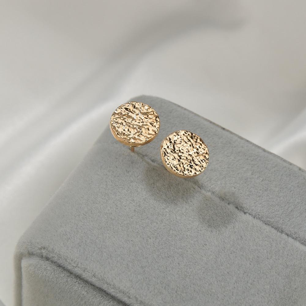 Accessories Simple Textured Alloy Stud Earrings Fashion Retro Gold Round Earrings