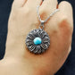 Jewelry Blue Turquoise Sunflower Pendant Necklace Women Vintage Boho Flower Jewelry