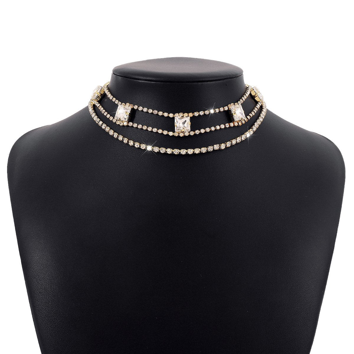 N1629 Multi-Layered Rhinestone Claw Chain Necklace Personality Trendy Small Luxurious Geometric Retro Necklace