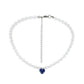 Simple Fashion Blue Love Pearl Crystal Short Clavicle Chain Necklace Versatile Temperament Personality Female Jewelry