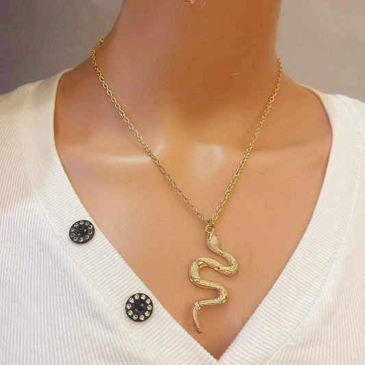 Personality Retro Spirit Snake Alloy Necklace Exaggerated Earrings Necklace Couple Punk
