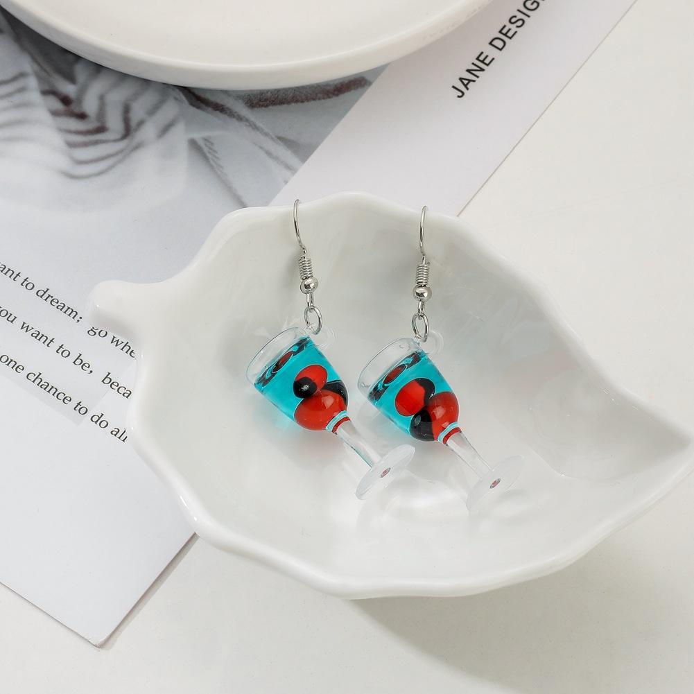 ETSY handmade creative earrings fun goblet wine glass resin earrings earrings earrings personality ear jewelry