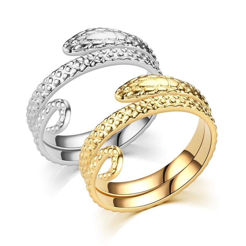Hip Hop Open Titanium Steel Ring Snake Ring Vintage Stainless Steel Ring Jewelry