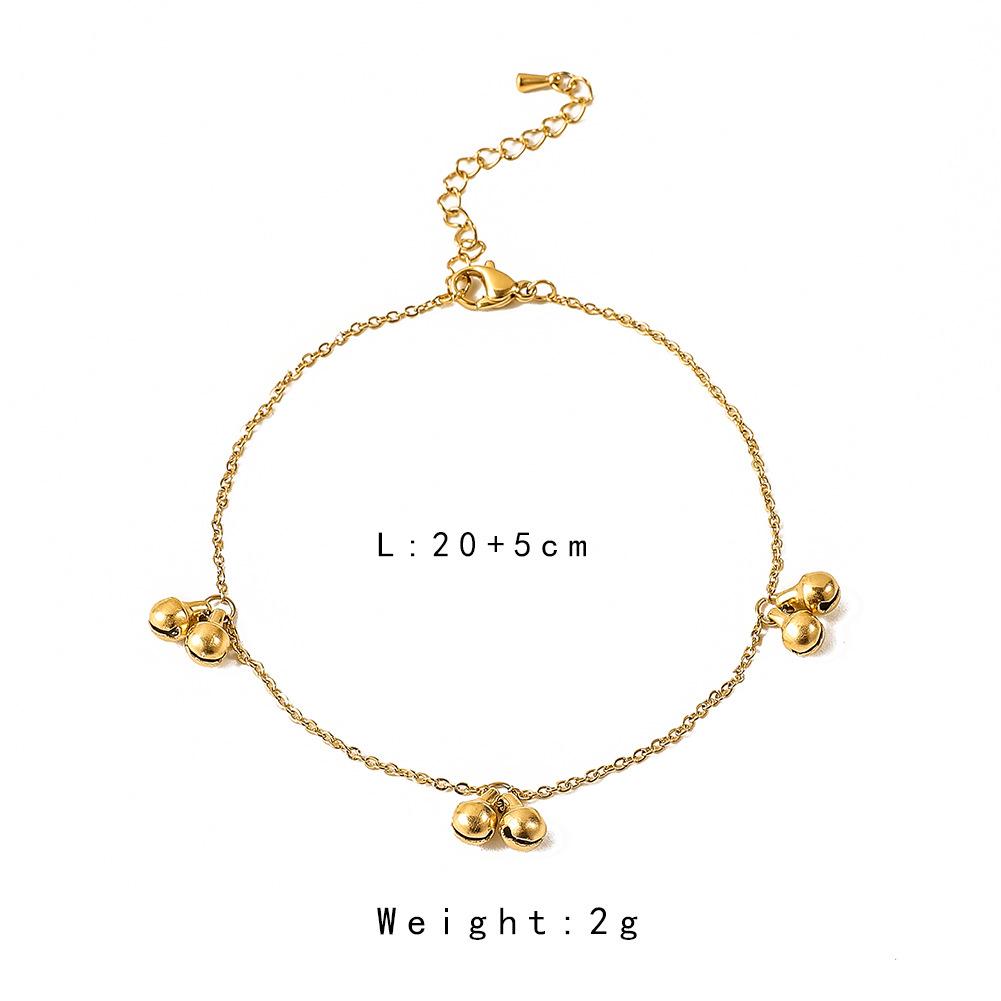 Small fresh stainless steel golden bell anklet simple and versatile cute foot decoration year