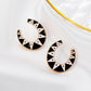 Retro Gothic U-shaped earrings hip-hop creative black and white grid horseshoe earrings exaggerated personality dripping oil earrings female