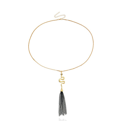 Jewelry Snake Pendant Sweater Chain Necklace Advanced Sense Long Design Geometric Tassel Necklace