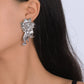 1614 Exaggerated Personality ZA Earrings Simple Metal Flower Rhinestone Earrings Niche Design Earrings