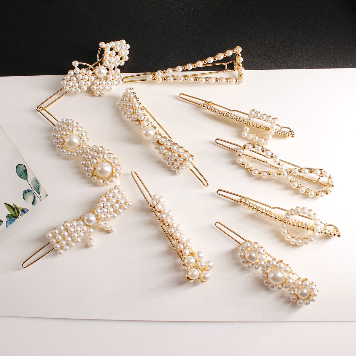 Jewelry pearl word clip hair clip headdress female net red creative geometric side clip hair accessories