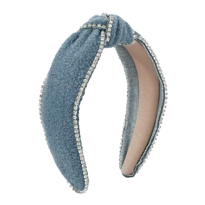 F4793 Jewelry woolen rhinestone edging creative headband Hong Kong retro net red knotted headband female