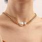 Ins jewelry imitation baroque pearl exaggerated pendant necklace retro street thick chain necklace