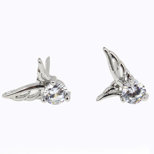 Angel Wings Wing Stud Earrings Delicate Silver Plated Zircon Earrings Jewelry