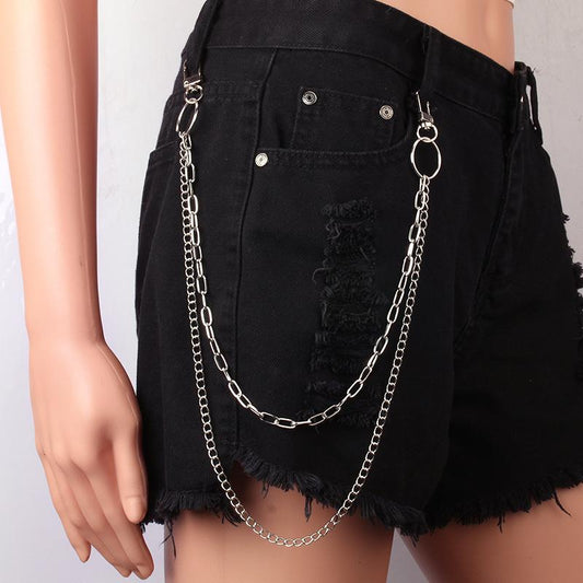 Trendy single product fashion men and women hip-hop dance decoration double-layer chain casual punk jeans waist chain