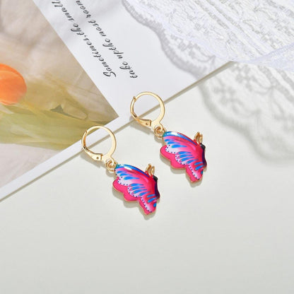 Jewelry fashion personality dripping oil painted butterfly earrings ins popular butterfly earrings