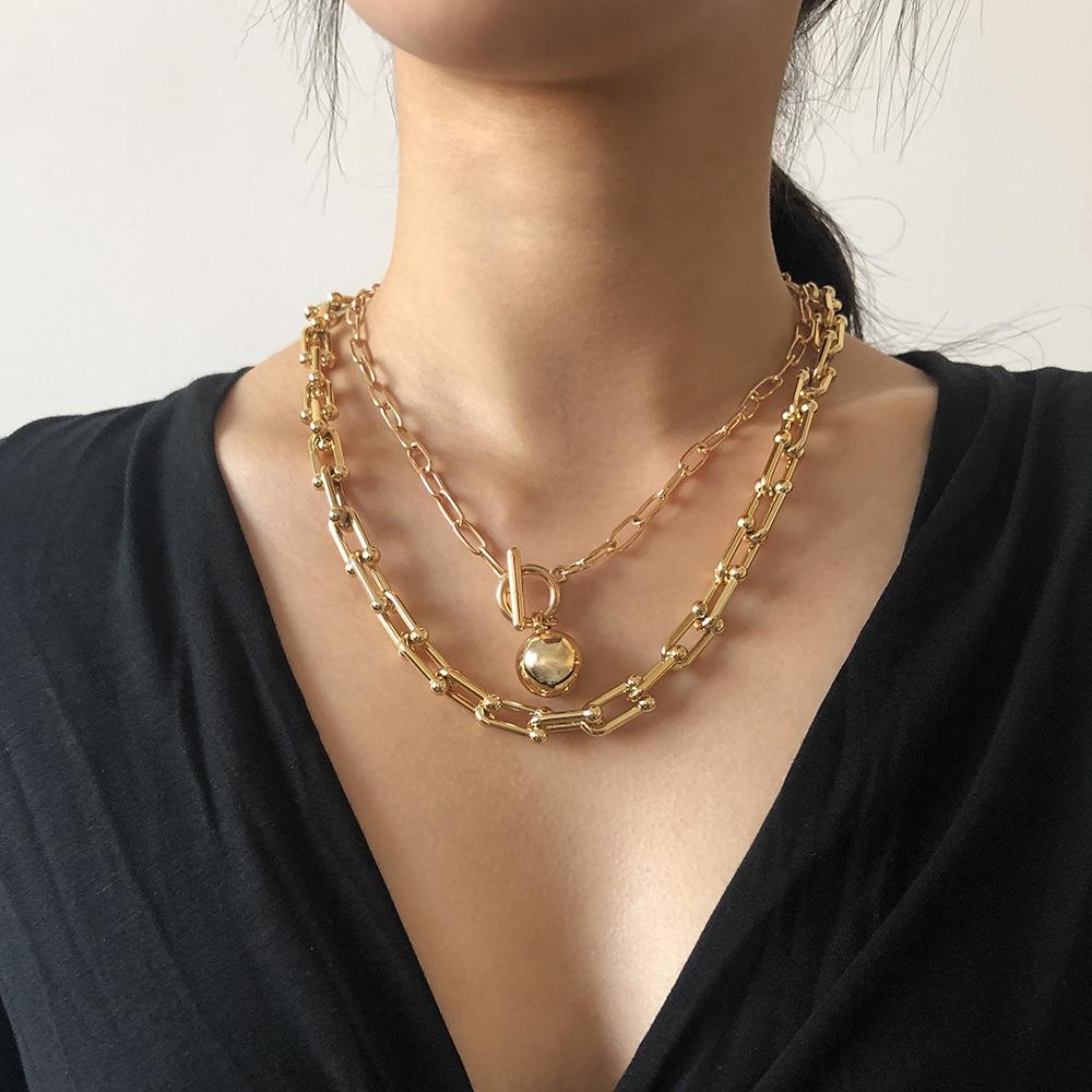 Multi-layer chain element clavicle chain versatile creative fashion necklace retro cold personality necklace