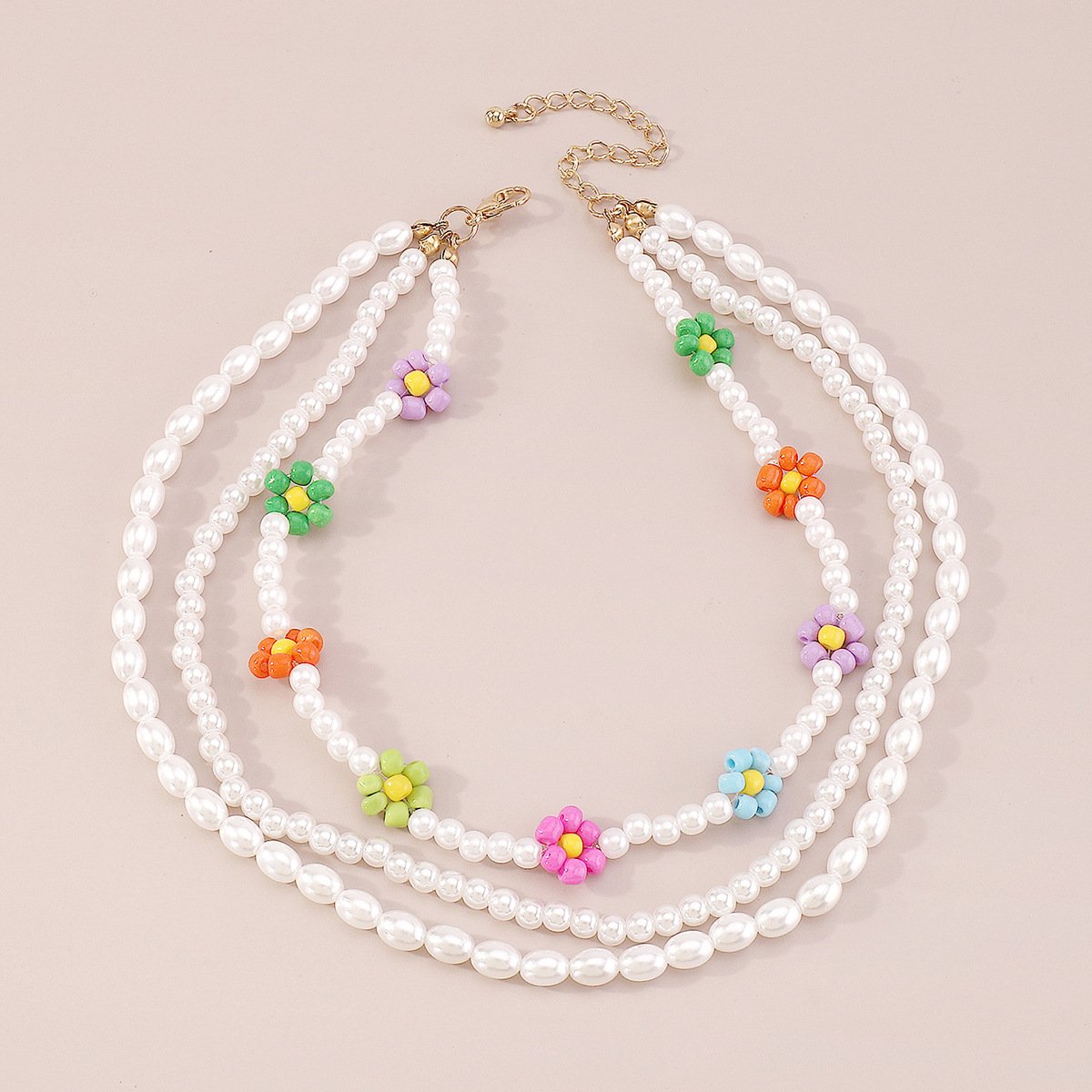 N1673 Bohemia Leisure Vacation Necklace Female Summer Seaside Beach Necklace Beaded Flower Necklace