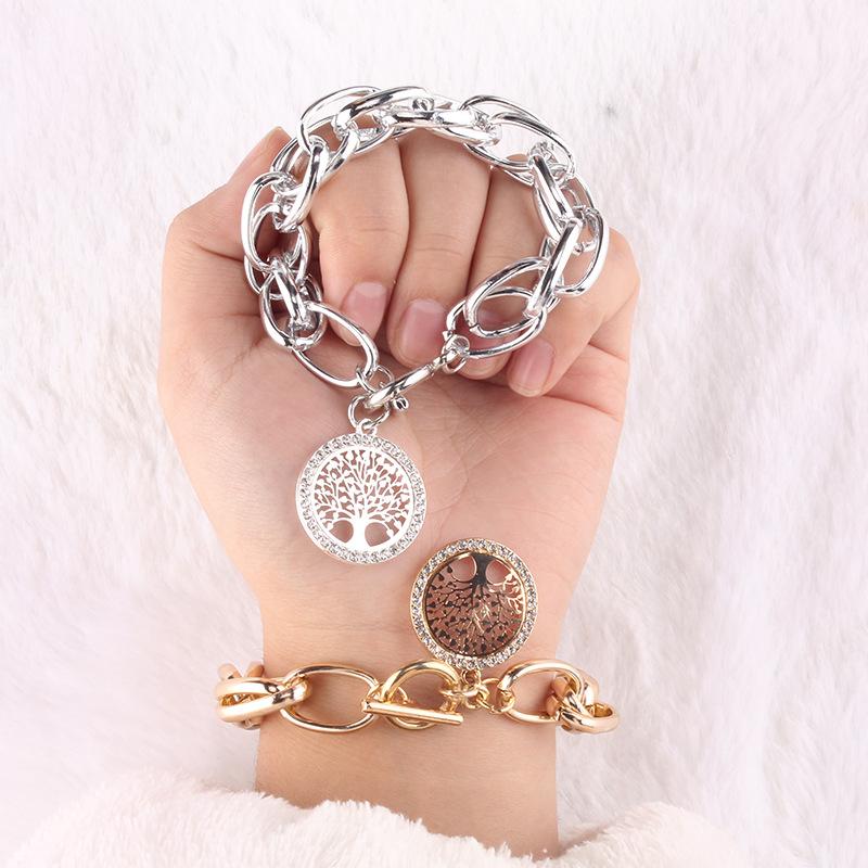 Jewelry Fashion Retro Tree of Life Rhinestone Bracelet Personality Versatile Double Woven Chain Bracelet