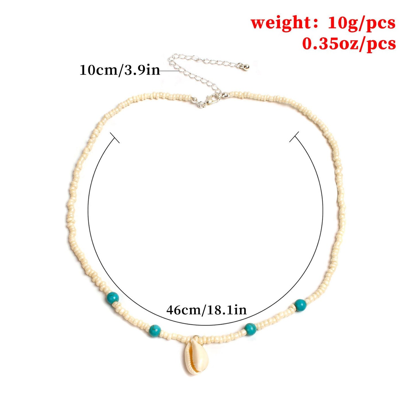 Jewelry White Rice Beads Turquoise Shell Necklace Ladies Fashion Temperament Short Necklace Clavicle Chain