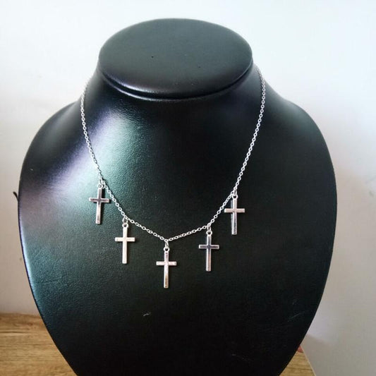 Jewelry Retro Exaggerated Personality Oufan Necklace Alloy Virgin Cross Multi-layer Pendant Necklace