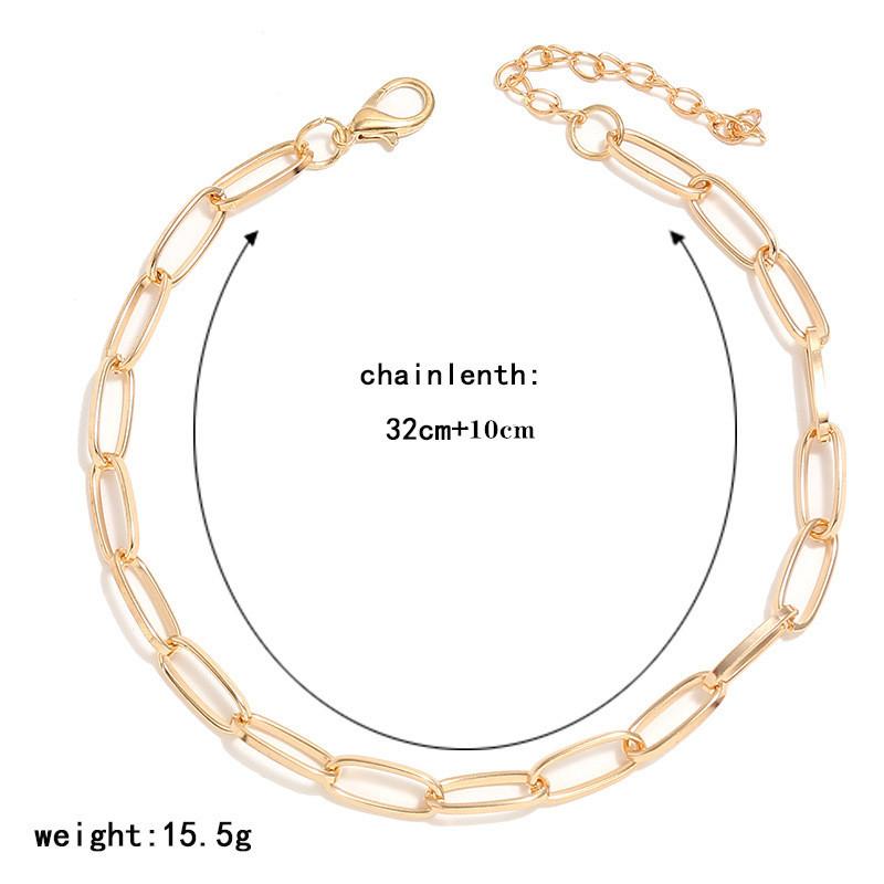 Simple Metal Buckle Clavicle Chain Femininity Short Shiny Necklace Personality Neck Jewelry