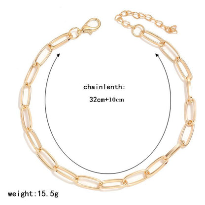 Simple Metal Buckle Clavicle Chain Femininity Short Shiny Necklace Personality Neck Jewelry