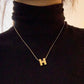 Ins cold and simple all-match temperament titanium steel plated 18K letter H pendant necklace snake bone chain necklace