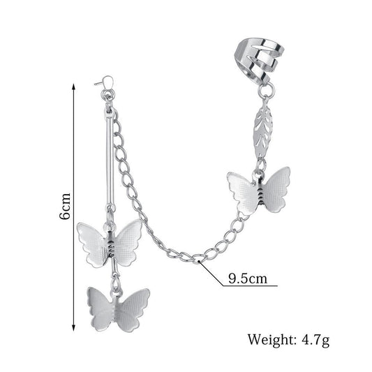 Ear bone clip butterfly one-piece earring female earring net red same style ins ear clip chain accessories