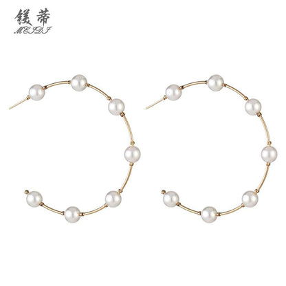 2 Magnesium Di E5478 Pearl Earrings Series Temperament Versatile Personality Pearl Big Circle Earrings Female