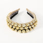 F4875 Simple and niche personality velvet hand-wound headband CCB gold beads sweet and cool girl headband