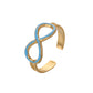 Simple, small and exquisite stainless steel creative design opening dripping oil 8 characters infinitely adjustable ring