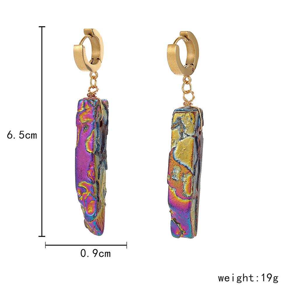 Fashion Irregular Stone Plated Stainless Steel Earrings Personality Titanium Steel Earrings Simple Ear Jewelry Women