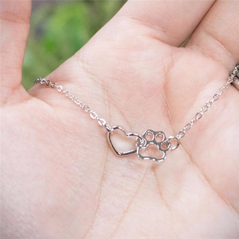 Creative Personality Jewelry Pet Paw Dog Paw Peach Heart Pendant Necklace Clavicle Chain Necklace