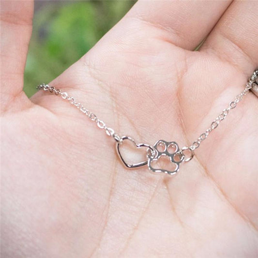Creative Personality Jewelry Pet Paw Dog Paw Peach Heart Pendant Necklace Clavicle Chain Necklace
