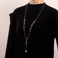 Jewelry Fashion Versatile Imitation Pearl Tassel Necklace Female Simple Design Retro Long Pendant