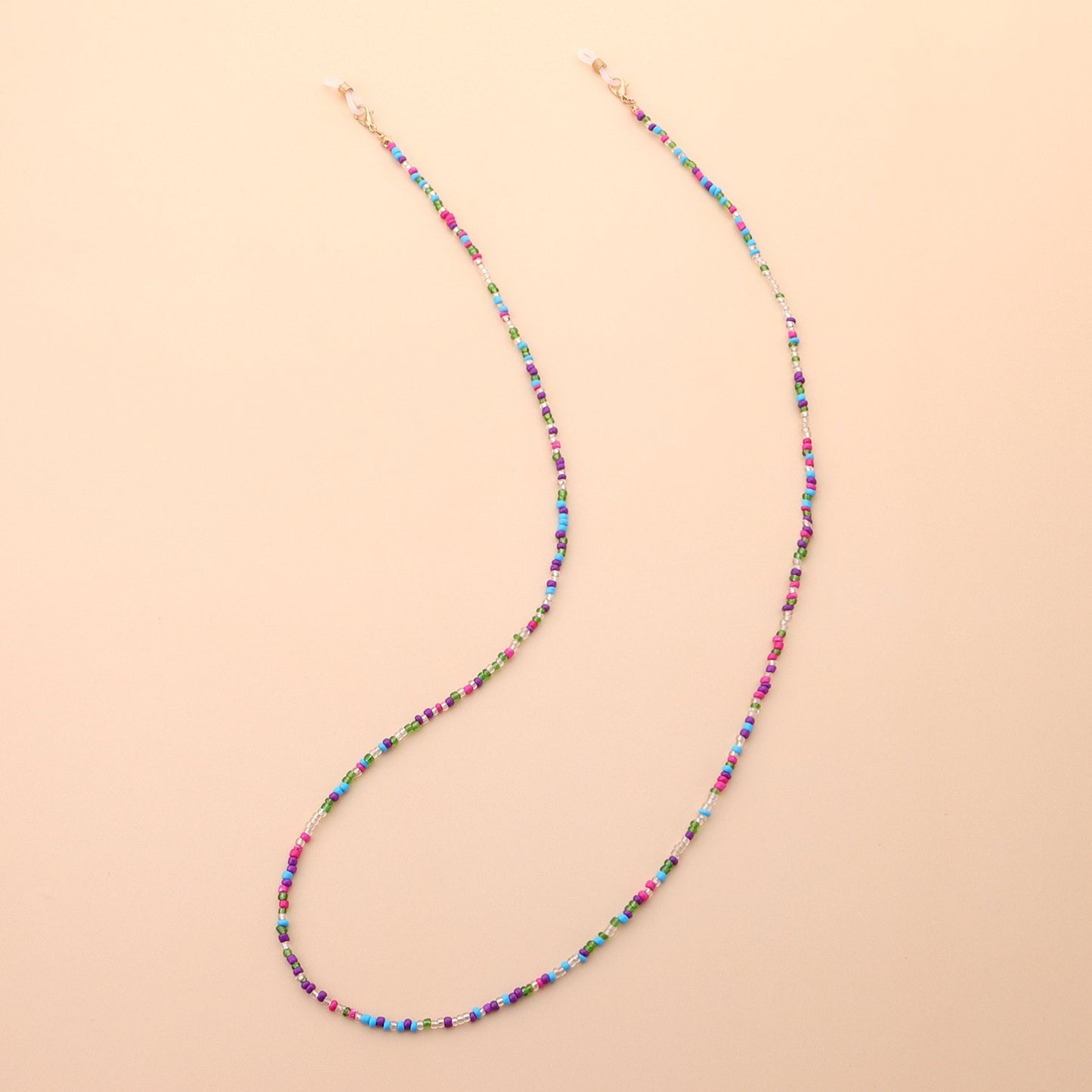 Jewelry multi-functional color rice bead glasses holder ladies face mask dual-use chain