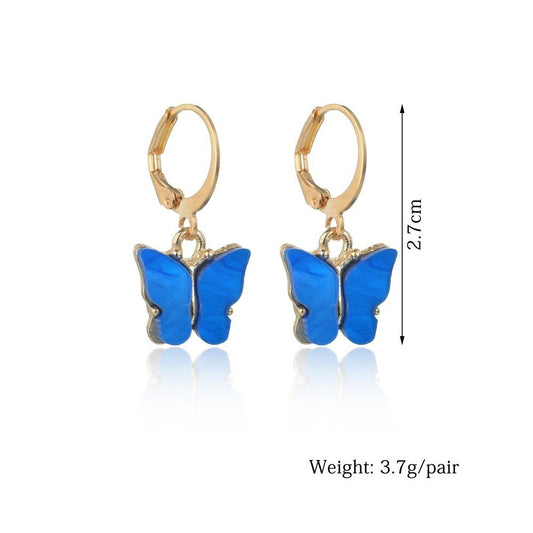 Jewelry Fashion Color Acrylic Butterfly Earrings Personality Butterfly Ear Buckle For Women