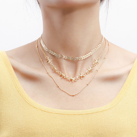 Jewelry Versatile Simple Design Folding Clavicle Aircraft Chain Cold Temperament Metal Necklace Female