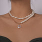 N1115 Xiaoxiang Net Red Necklace Women's Mosaic Pearl Cute Drop Oil Necklace Atmospheric Elegant Geometric Necklace