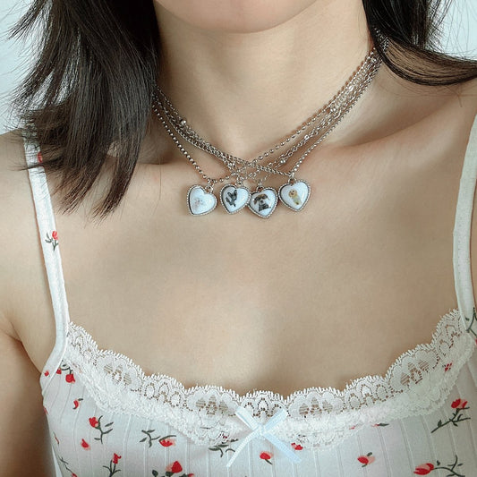 Jewelry Simple Small Fresh Puppy Heart Shaped Pendant Necklace Set Versatile Stacking Animal Necklace