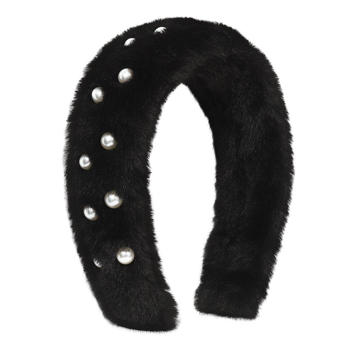 F4998 exaggerated autumn and winter plush headband women's light luxury retro cute pearl elegant geometric sweet headband