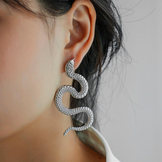 Explosive Snake Earrings Exaggerated Personality Metal Snake Element Trend Earrings Fashion Earrings