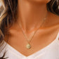 Simple ins ladies fashion stainless steel gold round pearl eyes coin choker necklace