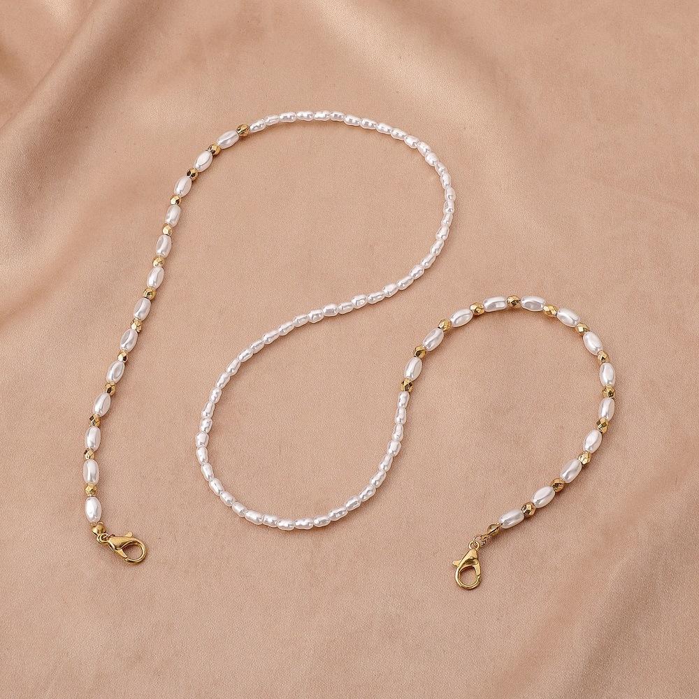 Jewelry fashion retro pearl glasses chain creative temperament oval rice beads anti-lost mask hanging chain