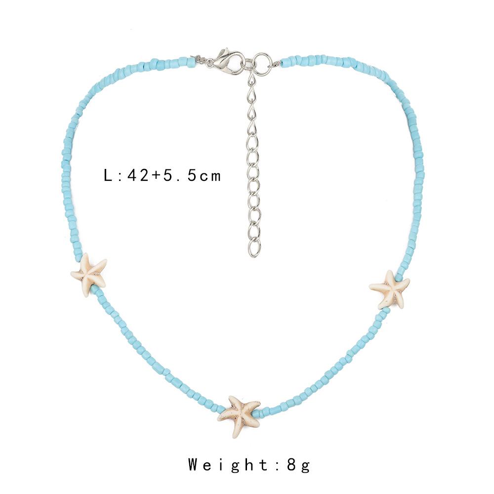 Bohemian Beach Beaded Necklace Simple Personality Versatile Starfish Beads Short Female Clavicle