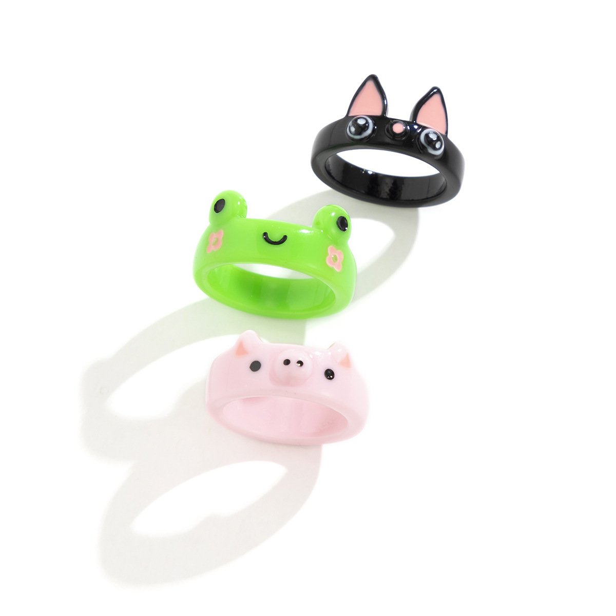 Ornament simple and cute macaron color animal tail ring ring female cold acrylic ring