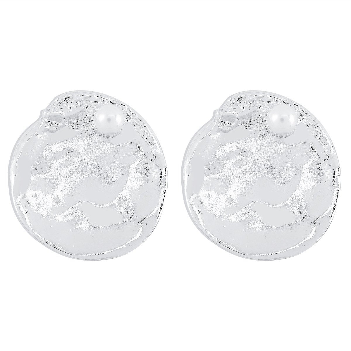 E11188 exaggerated retro heavy industry earrings ZA glossy geometric round niche metal texture earrings women
