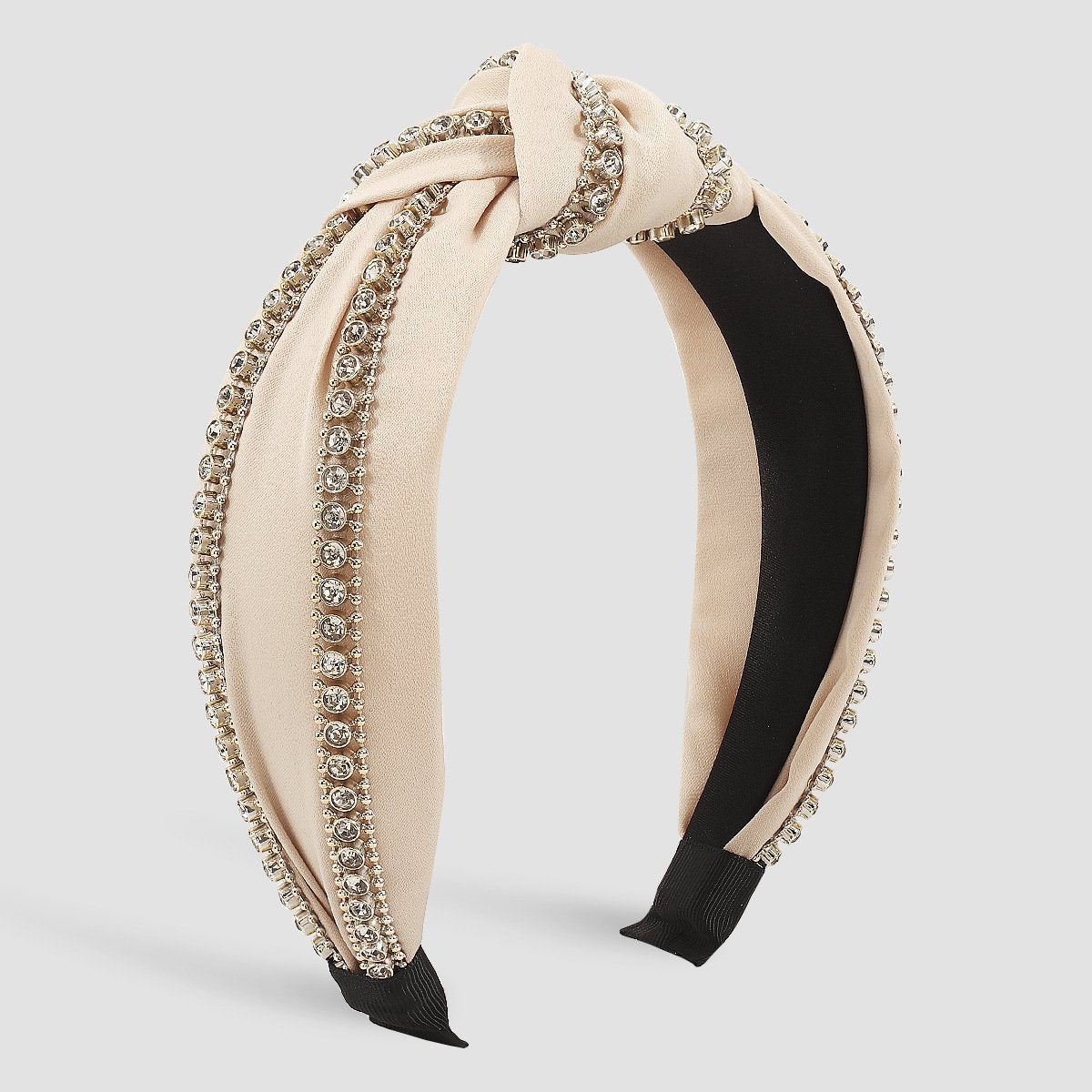 F5149 Creative Personality Rhinestone Knotted Headband Retro Elegant Temperament Pure Color Sweet Fashion Headband