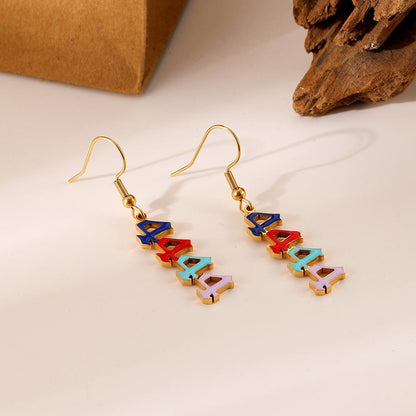 Personality, fashion, light luxury, niche, high-end design, stainless steel golden angel number 4444 color earrings