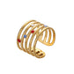 Bohemian Ladies Stainless Steel Creative Design Open Adjustable Colorful Star Stripe Ring