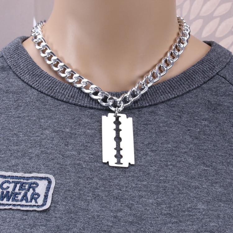 Necklace Jewelry Punk Retro Titanium Steel Blade Thick Chain Necklace Men and Women Simple Single Layer Matching Decoration